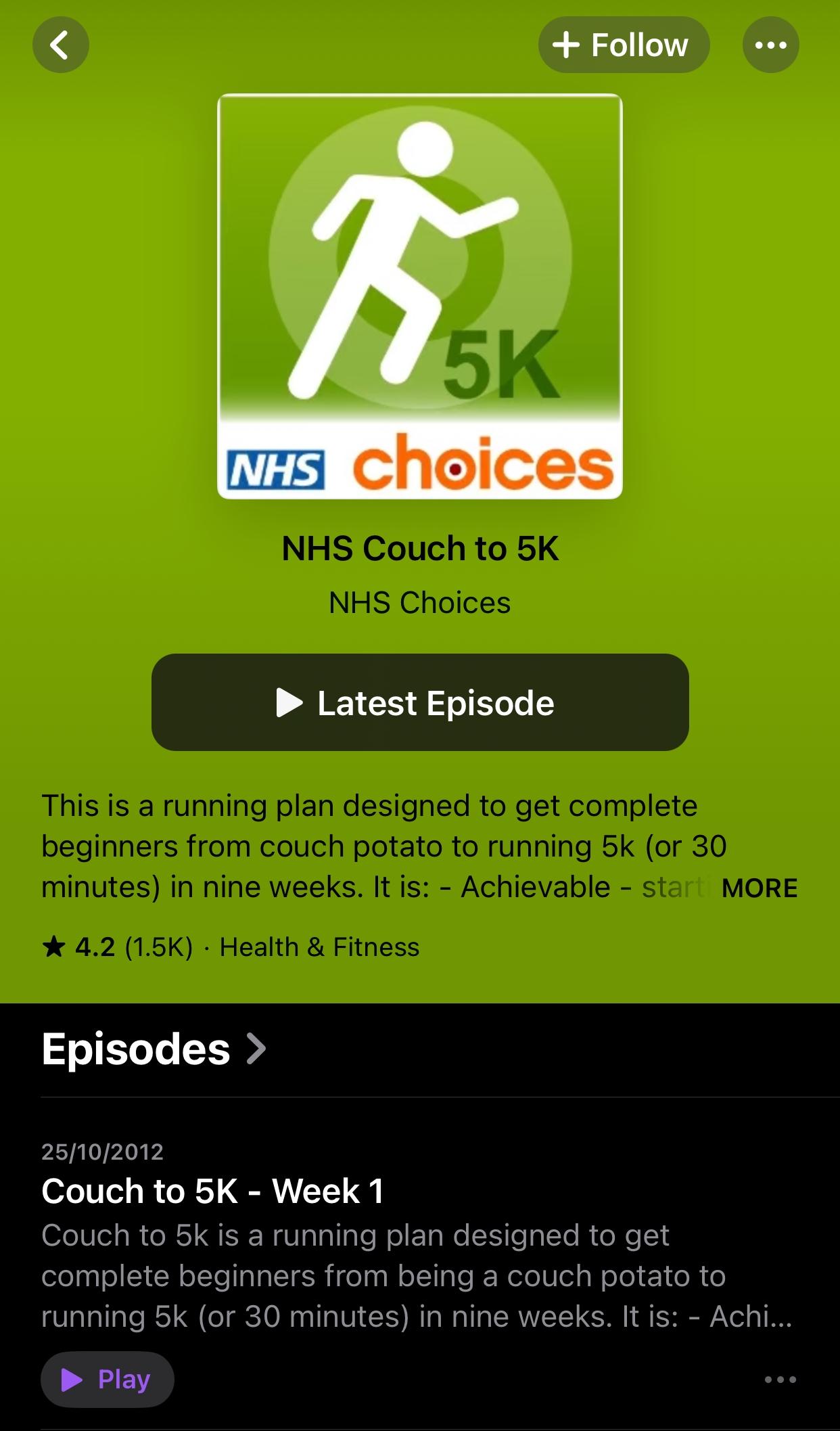 couch to 5k free nhs