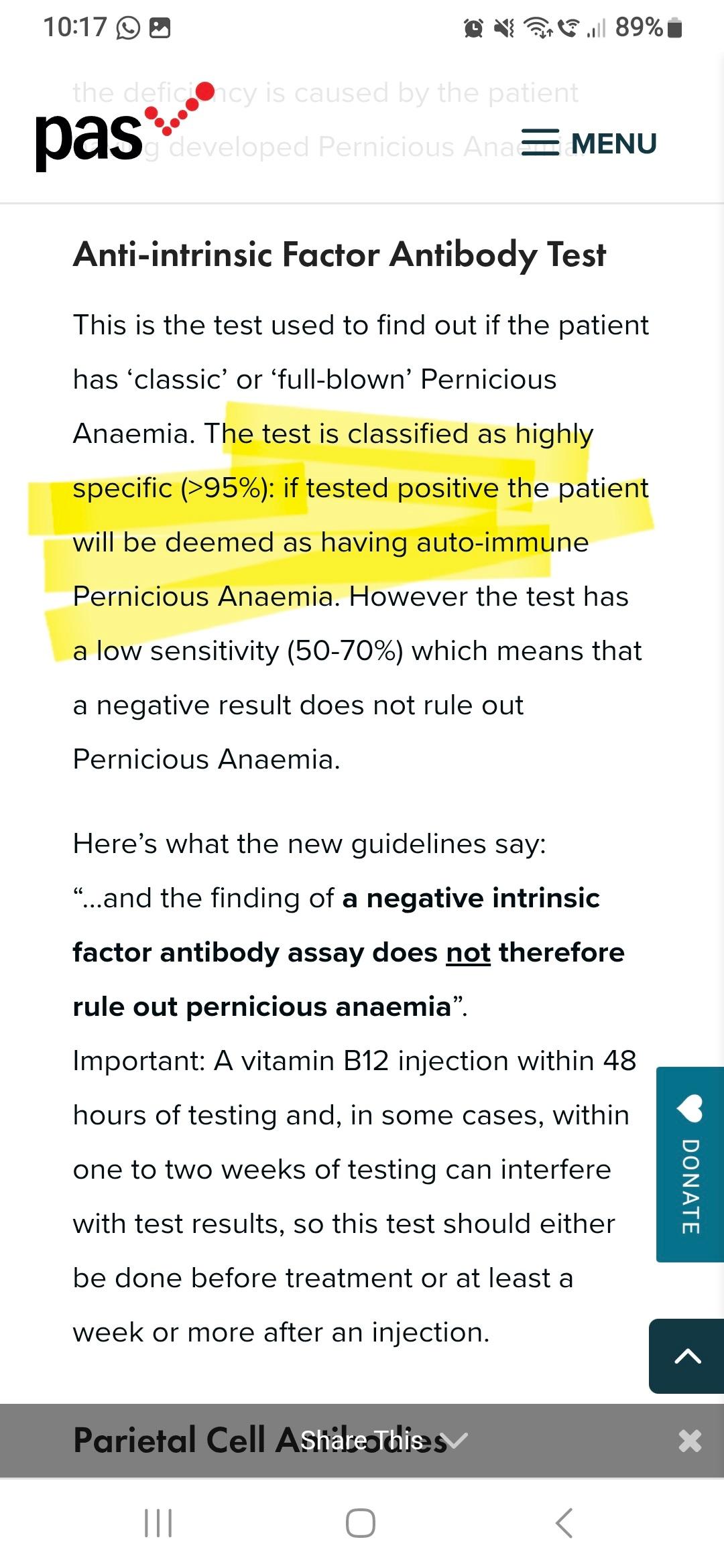intrinsic factor test after b12 injection Factor: The Stomach Protein Essential for Absorption Vitamin B12 Deficiency in Pernicious