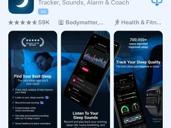 Screenshot of sleep tracker app