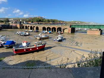Folkestone Harbour at low tide