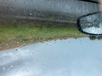 Rain through a car window