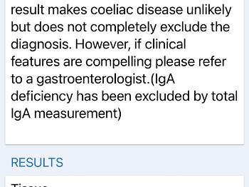 Coeliac test result