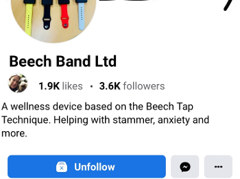 Screenshot of page on Facebook for the beech band