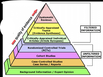 Case studies and expert opinion statements are the lowest levels of evidence.