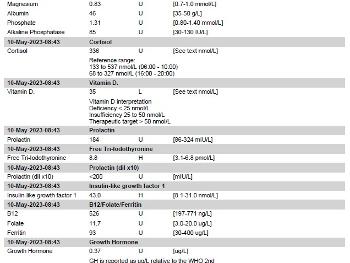 Blood results page 1