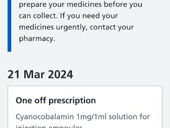 Here is a screenshot of nhs app that shows the prescription 