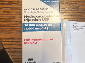 Box of Actavis hydroxocobalamin injection. 