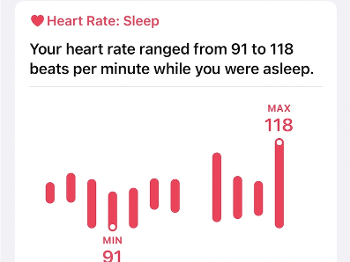 Screenshot of my heart rate while asleep.