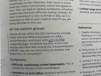 Colour photo of a page from the Spring SRUK magazine about Fibrosis