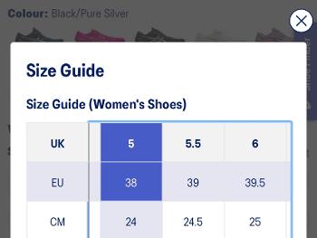 ASICS size guide 