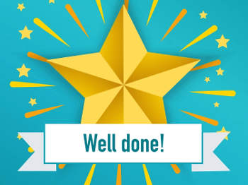Graduation day final run done! Well done badge with a star from the app. 