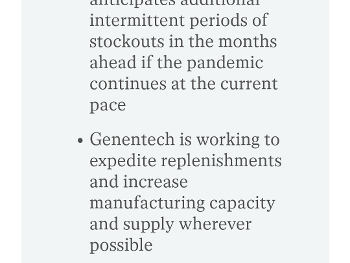 Current Genentech TCZ availability.