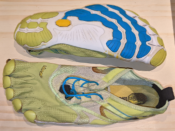 A pair of barefoot running shoes