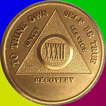 Gold coin with colors in background