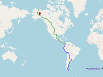 Track through North and South America
