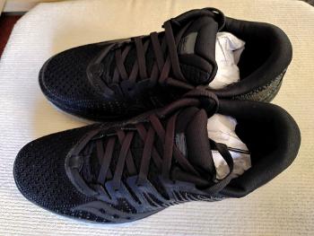 Pair of black running shoes.
