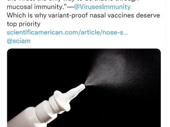 Dr. Eric Topal tweet on containing Covid via mucosal immunity.