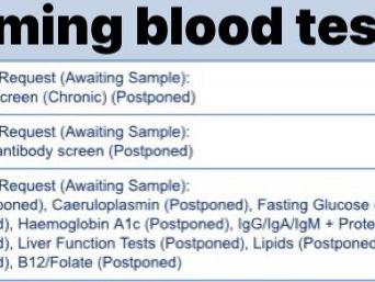 Upcoming blood tests 