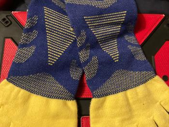 Yellow and blue 5 toed socks