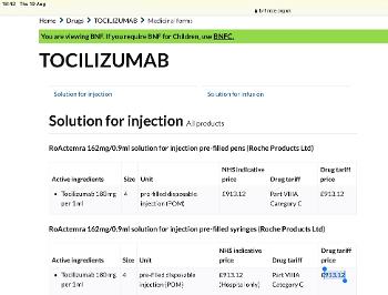 Tocilizumab pricing