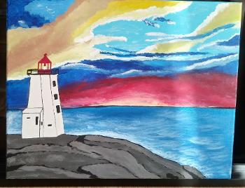 Peggy's Cove in acrylic.