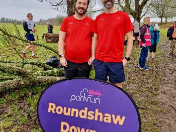 Luis and I at Roundshaw Downs parkrun