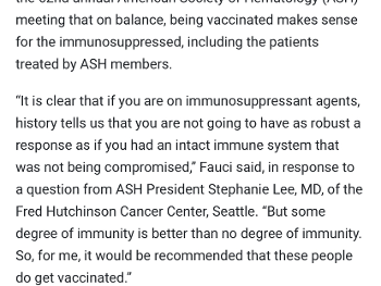 Dr. Fauci on immunosuppressive people and vaccine 