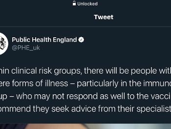 Twitter post from PHE
