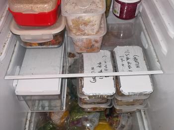 Photo of food containers in a fridge