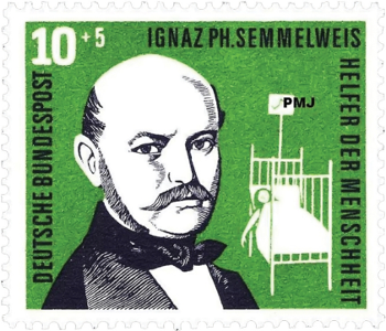 Stamp showing Hungarian Dr Semmelweiss