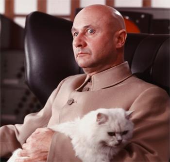 Ernst Blofeld and cat from the James Bond movies