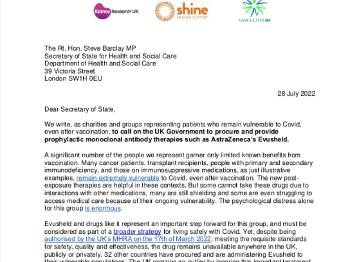 Charities and bodies supporting campaign for access to Evusheld in the U.K. 