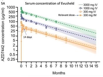 Plot of Evusheld serum concentration