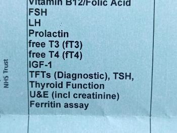 Image of list of thyroid tests