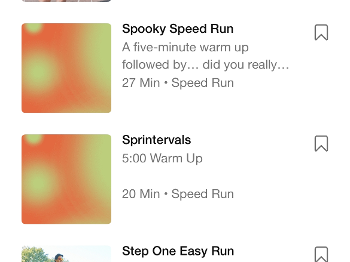 Screenshot of runs on Nike app