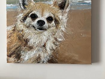 This is a painting of my dog on that same day on beach. 
