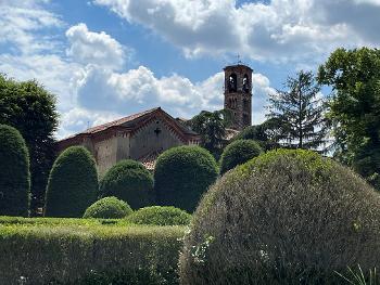 Bell towers and Italian garden. https://en.m.wikipedia.org/wiki/Italian_garden