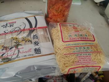 Soba, chow mein, and Kim Chee