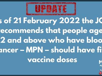  People aged 12 and above who have blood cancer – MPN – should have five vaccine doses 