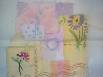 collage with vintage fabrics 