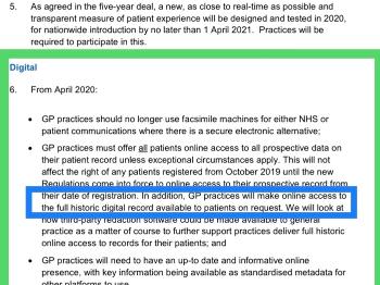 Text describing mandatory contractual requirements of the GP contract