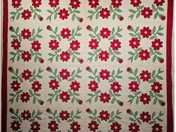19th Century American Applique Quilt in Floral Pattern