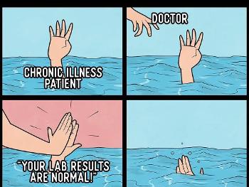 
But your blood results are fine - picture of someone waving and drowning