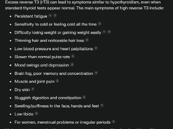 Symptoms of excess reverse T3?