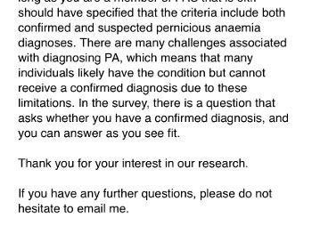 Email from Researcher