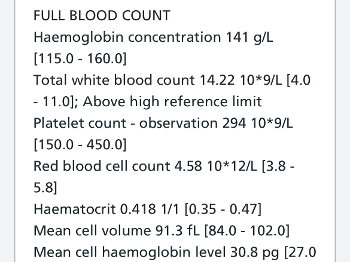 Full blood count - 7 Feb