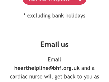 BHF nurse helpline