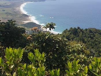 From Te Whara maunga looking over beach and headlands