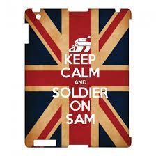 "Keep calm and soldier on" on a union jack background