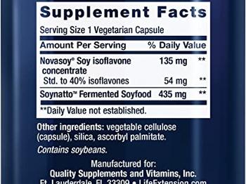 supplement facts for soy isoflavanes capsules